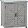 Outdoor Potting Bench with Storage Cabinet and Metal Top, Wood Workstation for Outdoor Patio, Garden