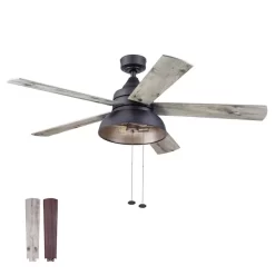 PROMINENCE HOME 51659-40 Brightondale, 52 in. Indoor/Outdoor Ceiling Fan with Light, Matte Black