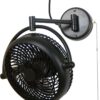 Parrot Uncle Wall Mount Fans Black Pull in Ceiling Fan with Folding Arm Cord with Plug, 10 Inch