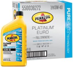 Pennzoil 550036272-6PK Platinum Euro SAE 0W-40 Full Synthetic Motor Oil - 1 Quart (Case of 6)