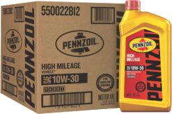 Pennzoil High Mileage Conventional 10W-30 Motor Oil for Vehicles Over 75K Miles (1-Quart, Case of 6)