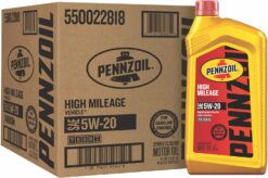 Pennzoil High Mileage Synthetic Blend 5W-20 Motor Oil for Vehicles Over 75K Miles (1-Quart, Case of 6)