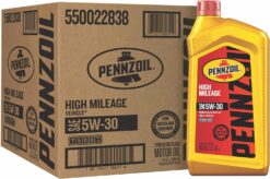 Pennzoil High Mileage Synthetic Blend 5W-30 Motor Oil for Vehicles Over 75K Miles (1-Quart, Case of 6)