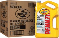 Pennzoil Platinum High Mileage Full Synthetic 5W-20 Motor Oil for Vehicles Over 75K Miles (5-Quart, Case of 3)