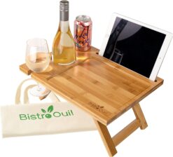 Portable Wine Table, a Folding Mini Picnic Snack Tray for the Beach, Camping, RV, Outdoor Concerts, Breakfast in Bed or Before the Fire