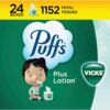Puffs Plus Lotion with Vicks Facial Tissues, 24 Cubes, 48 Tissues per Box