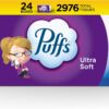 Puffs Ultra Soft Facial Tissues, 24 Family Boxes, 124 Tissues per Box