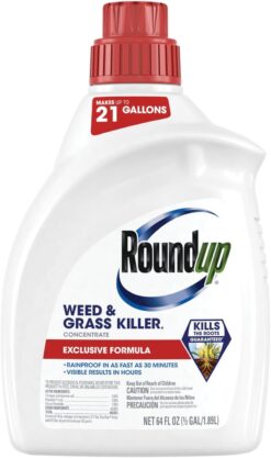 Roundup Weed & Grass Killer₄ Concentrate, Use In and Around Flower Beds, Walkways and other areas of your yard, 64 fl. oz.