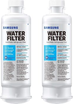 SAMSUNG Genuine Filters for Refrigerator Water and Ice, Carbon Block Filtration for Clear Drinking Water, HAF-QIN-2P, 2 Count (Pack of 1)
