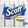 Scott 1000 Sheets Per Roll Toilet Paper, 32 Rolls, Bath Tissue