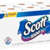 Scott 1000 Sheets Per Roll Toilet Paper Bathroom Tissue, White 40 Carton