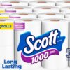 Scott 1000 Trusted Clean Toilet Paper, 32 Rolls, Septic-Safe, 1-Ply Toilet Tissue