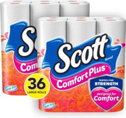 Scott ComfortPlus Toilet Paper, Large Roll, 18 Rolls (Pack of 2), 36 Total Rolls