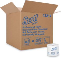 Scott Kimberly-Clark Professional 13217 100% Recycled Fiber Roll Bathroom Tissue- 550 Sheets/Roll- 80/Carton