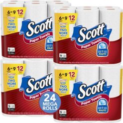 Scott Paper Towels Choose-A-Sheet, 4 Packs of 6 Mega Plus Rolls (24 Mega Rolls), White