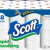 Scott Rapid-Dissolving Toilet Paper, 48 Double Rolls, Sustainable, Septic-Safe, Toilet Paper