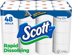 Scott Rapid-Dissolving Toilet Paper, 48 Double Rolls, Sustainable, Septic-Safe, Toilet Paper