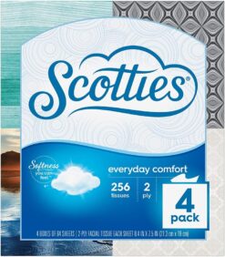 Scotties Everyday Comfort Facial Tissues, 2-Ply, 64 Tissues Per Box, 4-Count (Pack of 6)