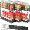 SpaceAid Pull Out Spice Rack Organizer for Cabinet, Heavy Duty Slide Out Seasoning Kitchen Organizer, Cabinet Organizer, with Labels and Chalk Marker, 7.7" W x10.75 D x10 H, 3 Drawers 2-Tier