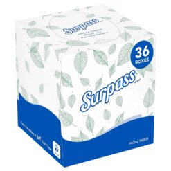 Surpass Boutique Facial Tissue Cube (21320), 2-Ply, White, Unscented, 110 Face Tissue / Box, 36 Boxes / Case