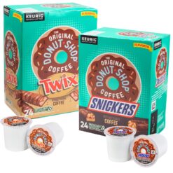 The Original Donut Shop Snickers and Twixx Favored K-Cup Variety Value Pack - 48 Cups Total (24 each) - Light Roast, Compatible with all Kcup Keurig Single Serve Brewers