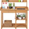 Topeakmart 45.2x17.7x47.6'' (LxWxH) Potting Benches Outdoor Garden Potting Table Work Bench with Removable Sink Drawer Rack Shelves Work Station, Wood