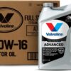 Valvoline Advanced Full Synthetic SAE 0W-16 Motor Oil 5 QT, Case of 3