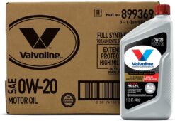 Valvoline Extended Protection High Mileage with Ultra MaxLife Technology 0W-20 Full Synthetic Motor Oil 1 QT, Case of 6
