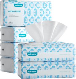 Winner Soft Face Towels - 100% USA Cotton Dry Wipes, 600 Count Unscented Cotton Tissues for Sensitive Skin, OEKO-TEX Certified Face Towelettes Disposable, Makeup Remover Facial Towels, 6 Pack