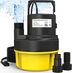 2HP Sump Pump Submersible, 5500GPH Sump Pump Utility Water Pump Portable Transfer Electric Water Sump Pumps with 25FT Cord for Swimming Pool Draining, Garden, Basement, Flood, Hot Tub