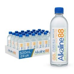 Alkaline88 Purified Ionized Water with Himalayan Minerals, 500mL (24 Pack), 8.8pH Balance with Electrolytes for Deliciously Smooth Taste, 100% Recyclable