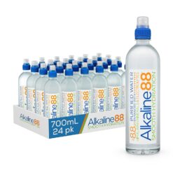 Alkaline88 Purified Ionized Water with Himalayan Minerals, 700mL (24 Pack), 8.8pH Balance with Electroytes for Deliciously Smooth Taste, 100% Recyclable