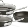 All-Clad HA1 Hard Anodized Nonstick Fry Pan Set 5 Piece, 8, 10, 12 Inch Induction Oven Broiler Safe 500F, Lid Safe 350F Pots and Pans, Cookware Black