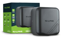 Alpine Automatic Hand Dryers for Bathrooms Commercial High Speed 110-120V Stainless Steel Electric Hand Dryer, Plug In & Hardwire Options with Air Filter, ADA & UL Compliant & 5 Years Coverage (Grey)