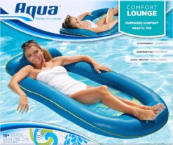 Aqua Comfort Pool Float Lounge – Inflatable Pool Floats for Adults with Headrest & Footrest – Comfort Luxury Lounge Bubble Waves