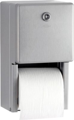 BOBRICK 2888 ClassicSeries Stainless Steel Surface-Mounted Multi-Roll Toilet Tissue Dispenser, Satin Finish, 5-15/16