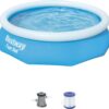 Bestway 57269E Fast Set Up 10ft x 30in Outdoor Round Inflatable Above Ground Swimming Pool Set with 330 GPH Filter Pump, Blue