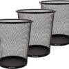 Brookstone [3 Pack Metallic Mesh Wastebasket for Office & Home, Open Top, Under Desk Trash Can, Lightweight & Sturdy Recycling Bin