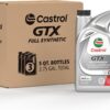 Castrol GTX Full Synthetic 0W-20 Motor Oil, 5 Quarts, Pack of 3