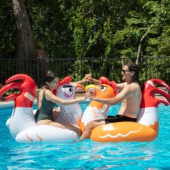 Chicken Fight Inflatable Pool Float Game Set - Includes 2 Giant Battle Ride-Ons - Flip Your Friends to Win! - Perfect for Outdoor Swimming Party Activity or Fun w/Kids, Family, Adults