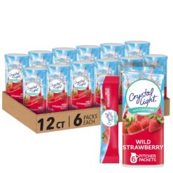 Crystal Light Sugar-Free Energy Wild Strawberry Low Calories Powdered Drink Mix 72 Count Pitcher Packets