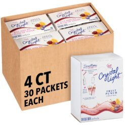 Crystal Light Sugar-Free Fruit Punch On-The-Go Powdered Drink Mix 120 Count, 30 Count (Pack of 4)