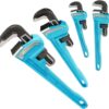 DURATECH 4-Piece Heavy Duty Pipe Wrench Set, 8",10", 14", 18", Adjustable Plumbing Wrench, Malleable Cast Iron Handle, Exceed GGG Standard
