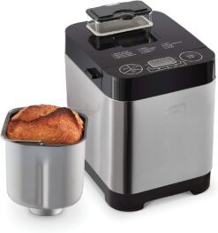 Dash Everyday Stainless Steel Bread Maker, Up to 1.5lb Loaf, Programmable, 12 Settings + Gluten Free & Automatic Filling Dispenser - Black
