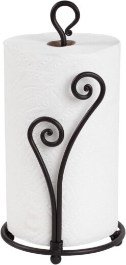 Decorative Heart Shaped Paper Towel Stand Up Holder | Black Stylish Authentic Wrought Iron | Fancy Rod Metal Countertop | Unique & Comfy | Handmade Crafted by RTZEN-Décor