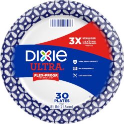 Dixie Ultra Disposable Paper Plates, 8 ½ inch, Lunch or Light Dinner Size Printed Disposable Plates, 300 count (10 Packs of 30 Plates), Packaging and Design May Vary