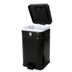 Dog Poop Trash Can Outside - Outdoor Dog Waste Trash Can with Lid - Odor Proof Waste Station Container for Backyard - 12L/3.2Gal (Black)