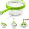 Dreamfarm Spina Original 2-In-1 Easy-To-Use Salad Spinner & Colander Strainer Collapsible Handle Folds To Save Space Easy-Storage White/Green
