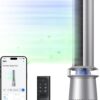 Dreo Air Purifier Tower Fan, 45" 2-in-1 Smart Fan for Bedroom, 27ft/s Velocity, 120°Oscillation, 24H Timer Bladeless Fans for Home, 25dB Low Noise, Standing Fan Works with Alexa, MC710S, Silver Blue