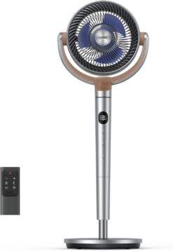 Dreo Standing Fan, 120°+120°Omni-directional Oscillating Fan For Bedroom, 80 ft Circulator With Remote, DC Motor Quiet Pedestal Fans, Adjustable Height, 8 Speeds, 3 Modes, 8H Timer, Home, PolyFan 502